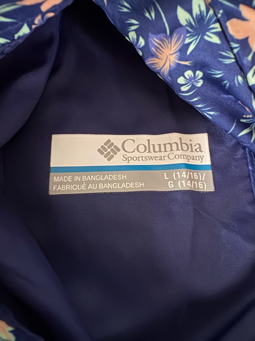 Columbia Kids Pixel Grabber Reversible Hooded Jacket Blue Floral - Size L - Picture 3 of 8